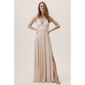 BHLDN Anthropologie Sadia Dress Pink Floral Blush